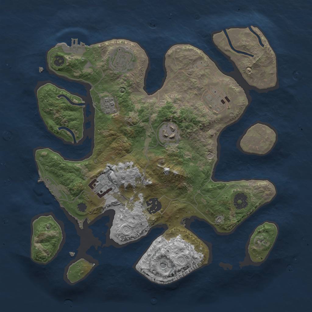 Rust Map: Procedural Map, Size: 3000, Seed: 24461, 17 Monuments