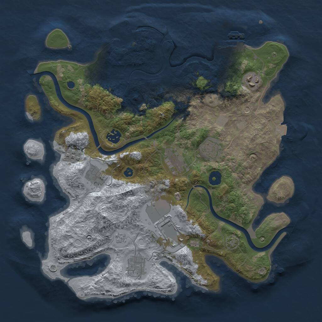 Rust Map: Procedural Map, Size: 3500, Seed: 115729497, 14 Monuments