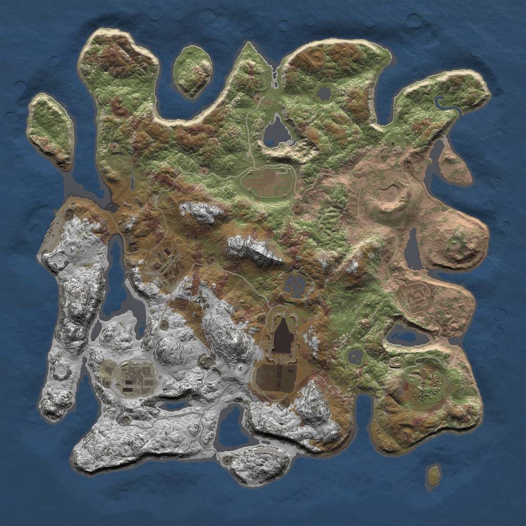 Rust Map: Procedural Map, Size: 3500, Seed: 115729497, 13 Monuments