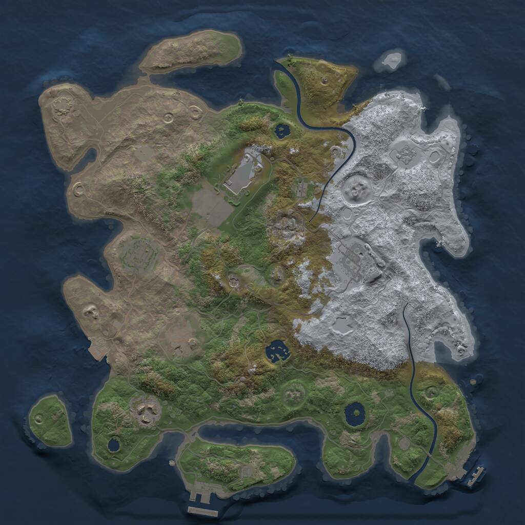 Rust Map: Procedural Map, Size: 3500, Seed: 678744, 12 Monuments