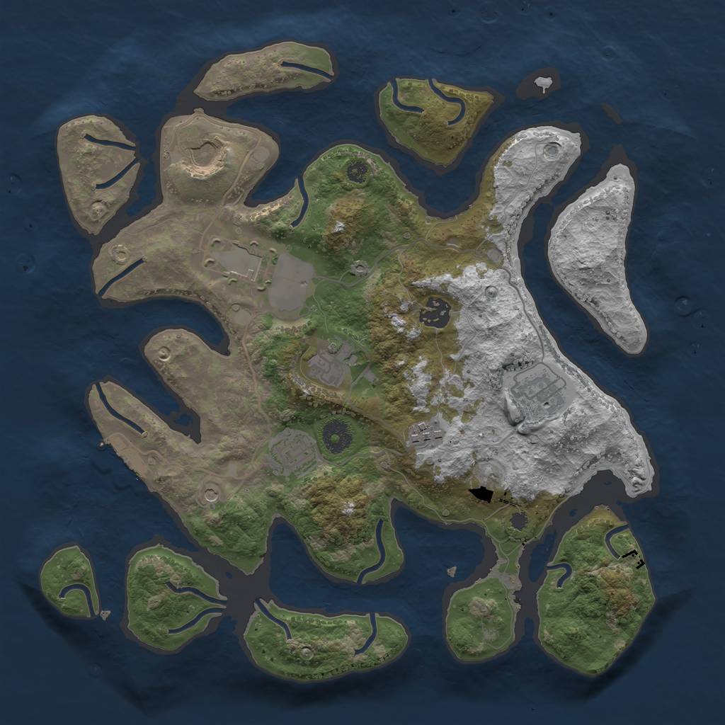 Rust Map: Procedural Map, Size: 3500, Seed: 678744, 11 Monuments