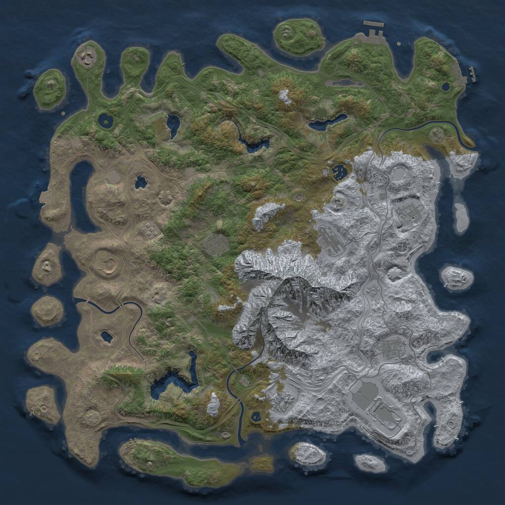 Rust Map: Procedural Map, Size: 5000, Seed: 462625758, 16 Monuments