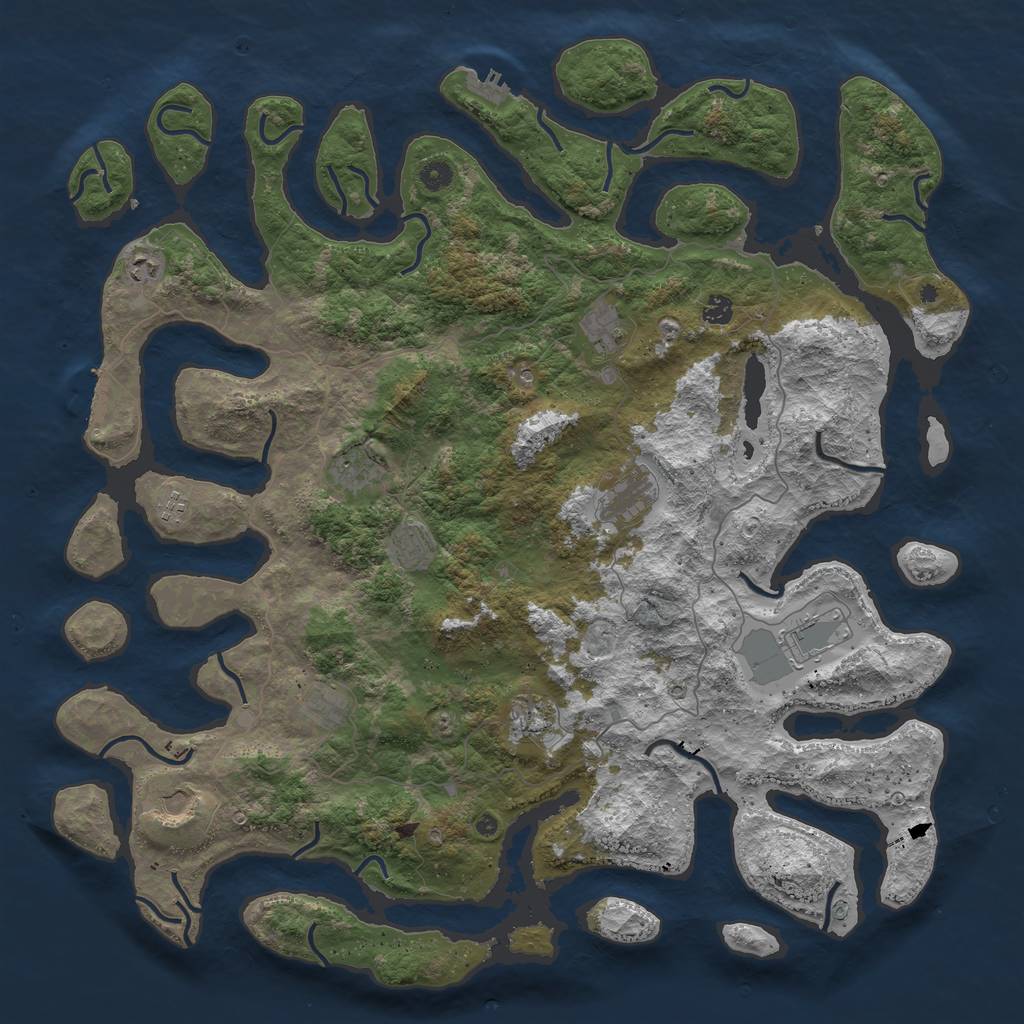 Rust Map: Procedural Map, Size: 5000, Seed: 462625758, 16 Monuments