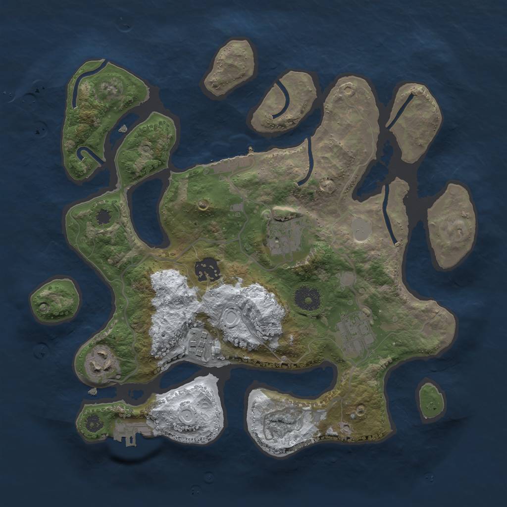 Rust Map: Procedural Map, Size: 3000, Seed: 8647423, 12 Monuments