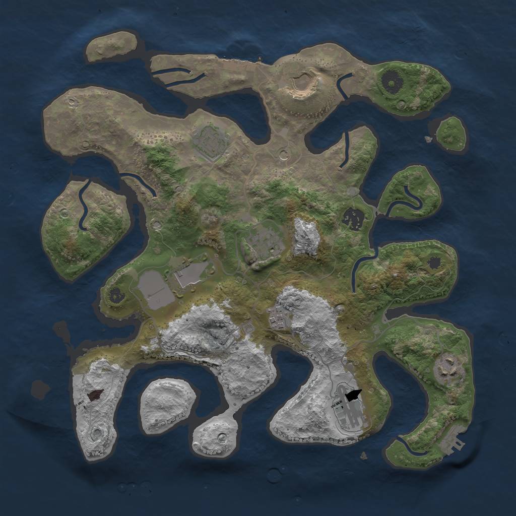 Rust Map: Procedural Map, Size: 3500, Seed: 122605299, 13 Monuments