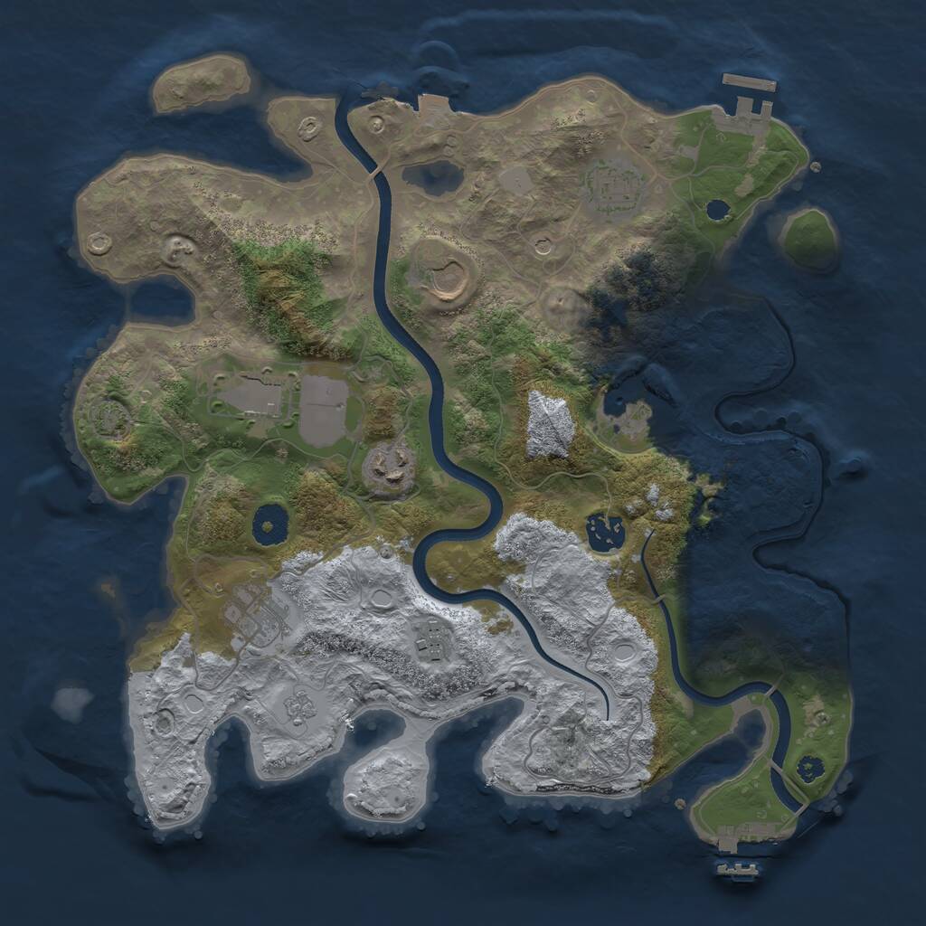 Rust Map: Procedural Map, Size: 3500, Seed: 122605299, 14 Monuments