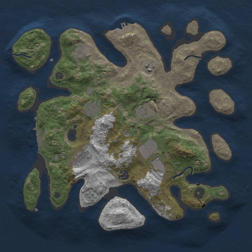 Rust Map: Procedural Map, Size: 3500, Seed: 35510, 16 Monuments