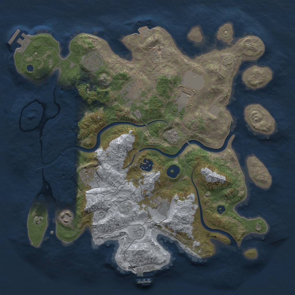 Rust Map: Procedural Map, Size: 3500, Seed: 35510, 14 Monuments