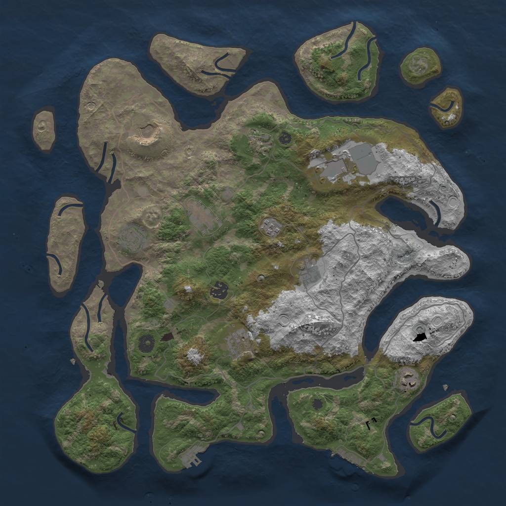 Rust Map: Procedural Map, Size: 4300, Seed: 5422, 18 Monuments