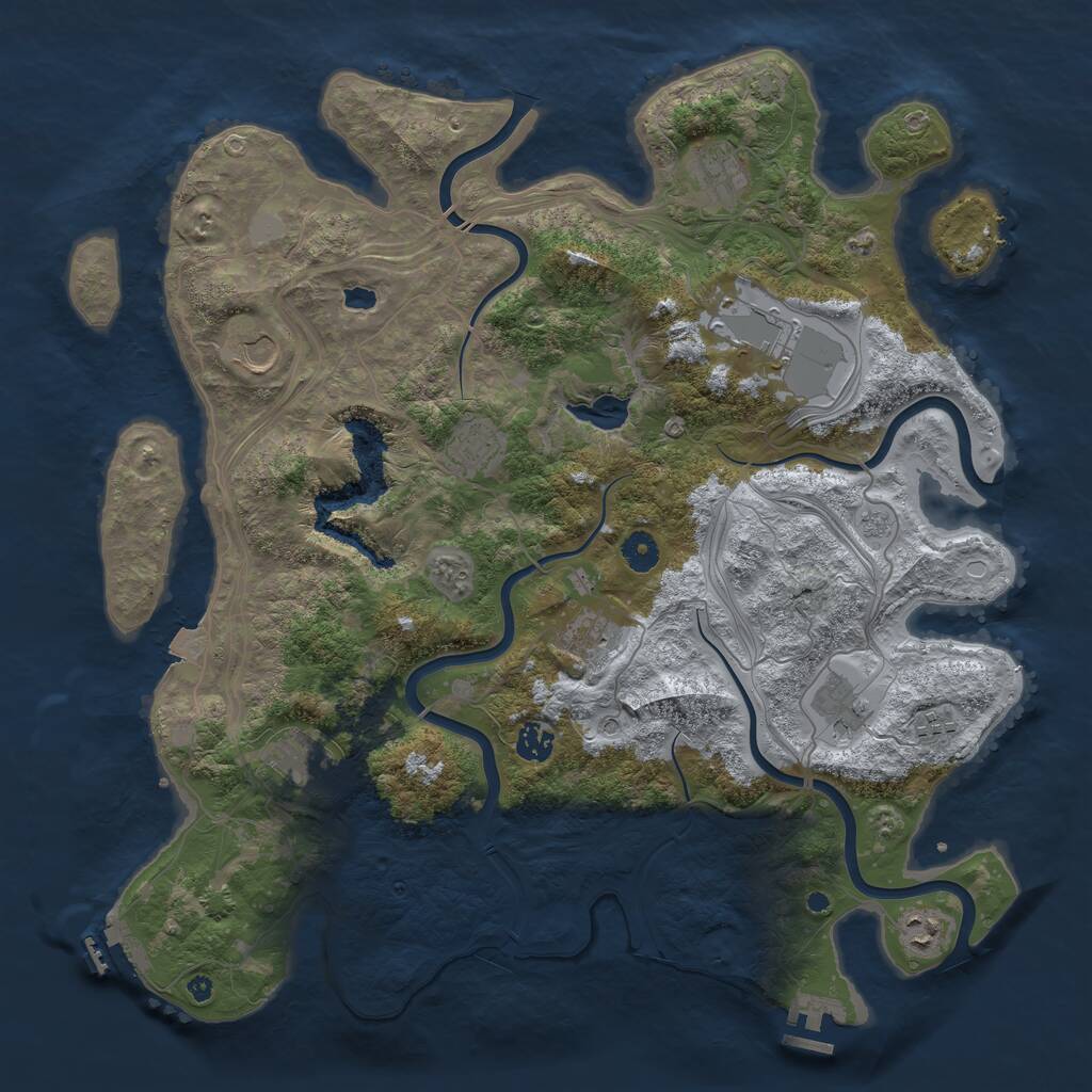 Rust Map: Procedural Map, Size: 4300, Seed: 5422, 16 Monuments