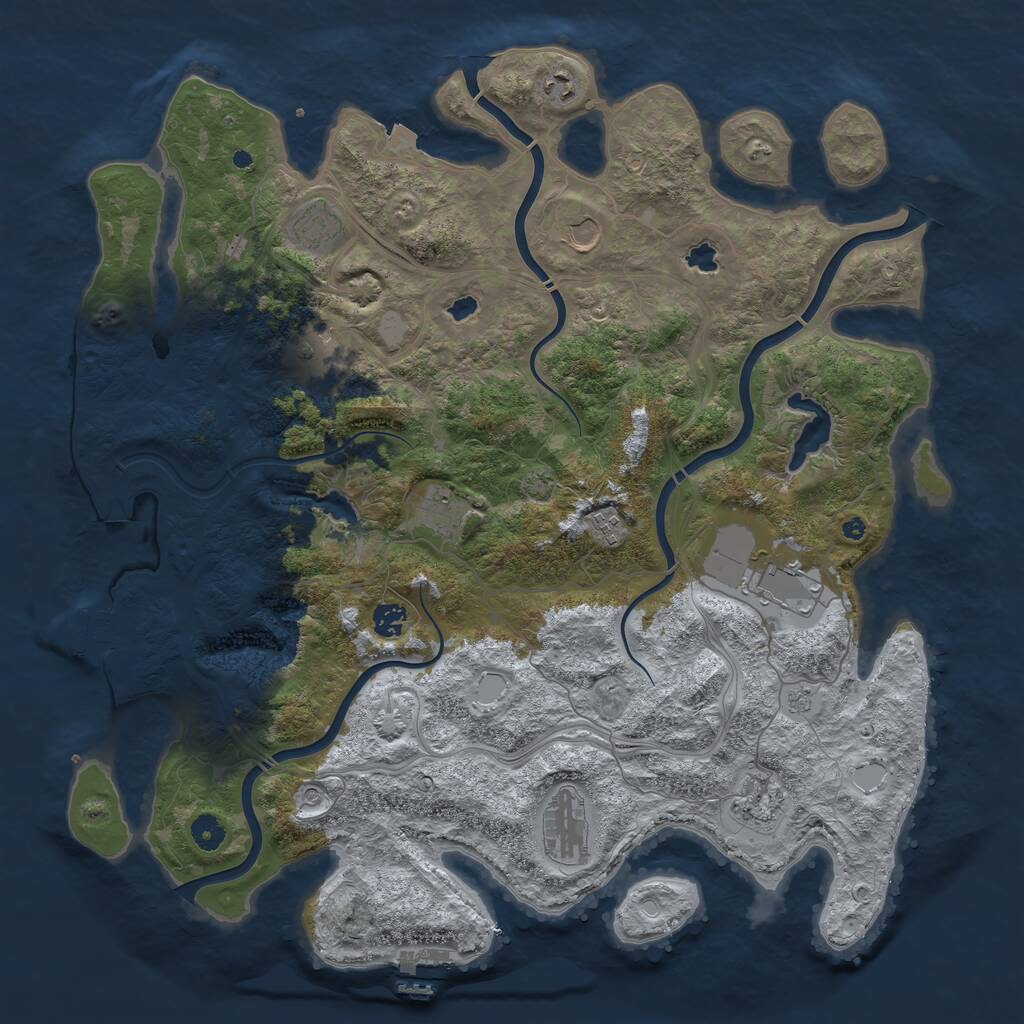 Rust Map: Procedural Map, Size: 4500, Seed: 115533, 16 Monuments