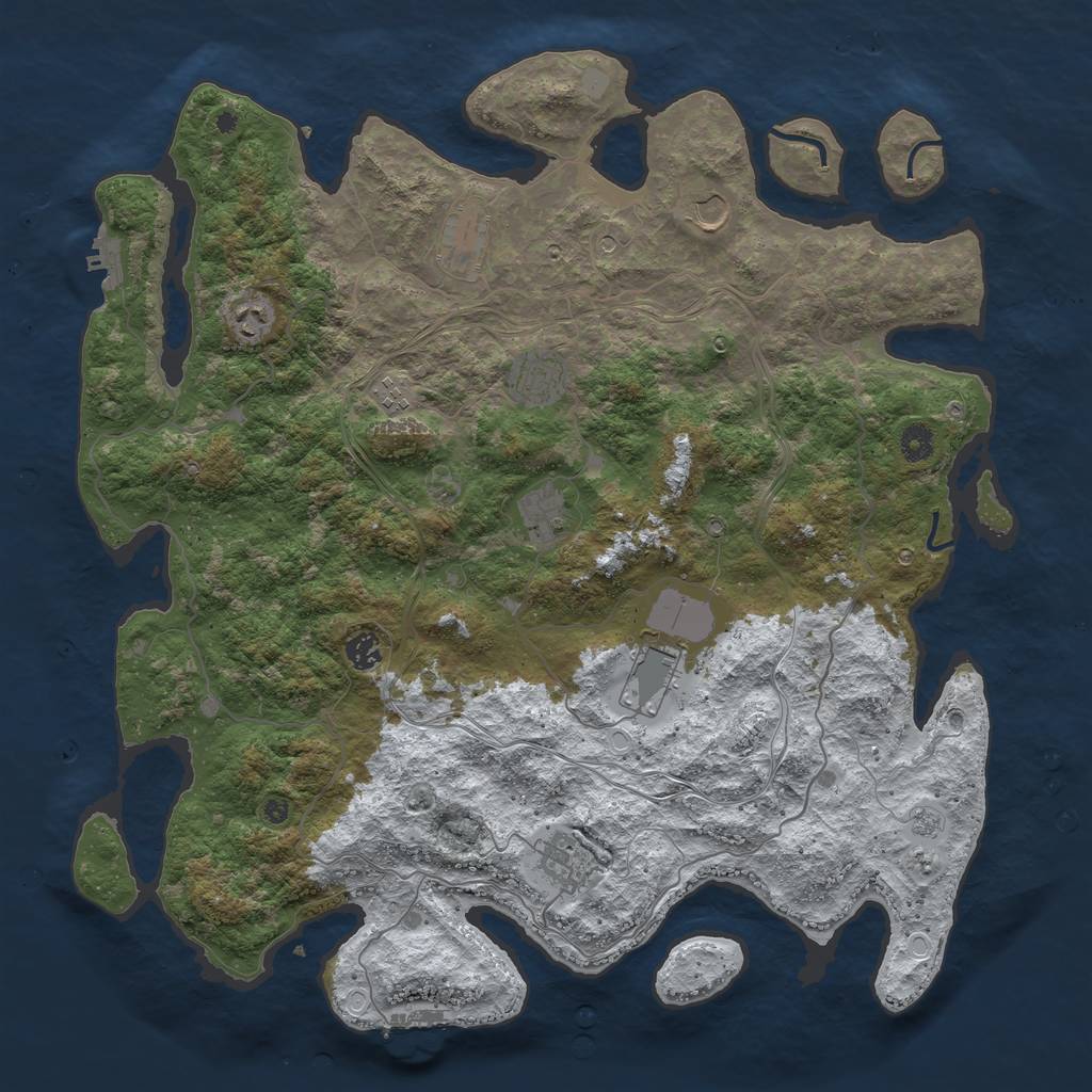 Rust Map: Procedural Map, Size: 4500, Seed: 115533, 18 Monuments