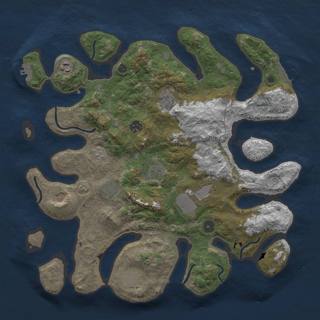 Rust Map: Procedural Map, Size: 4001, Seed: 1212526655, 14 Monuments