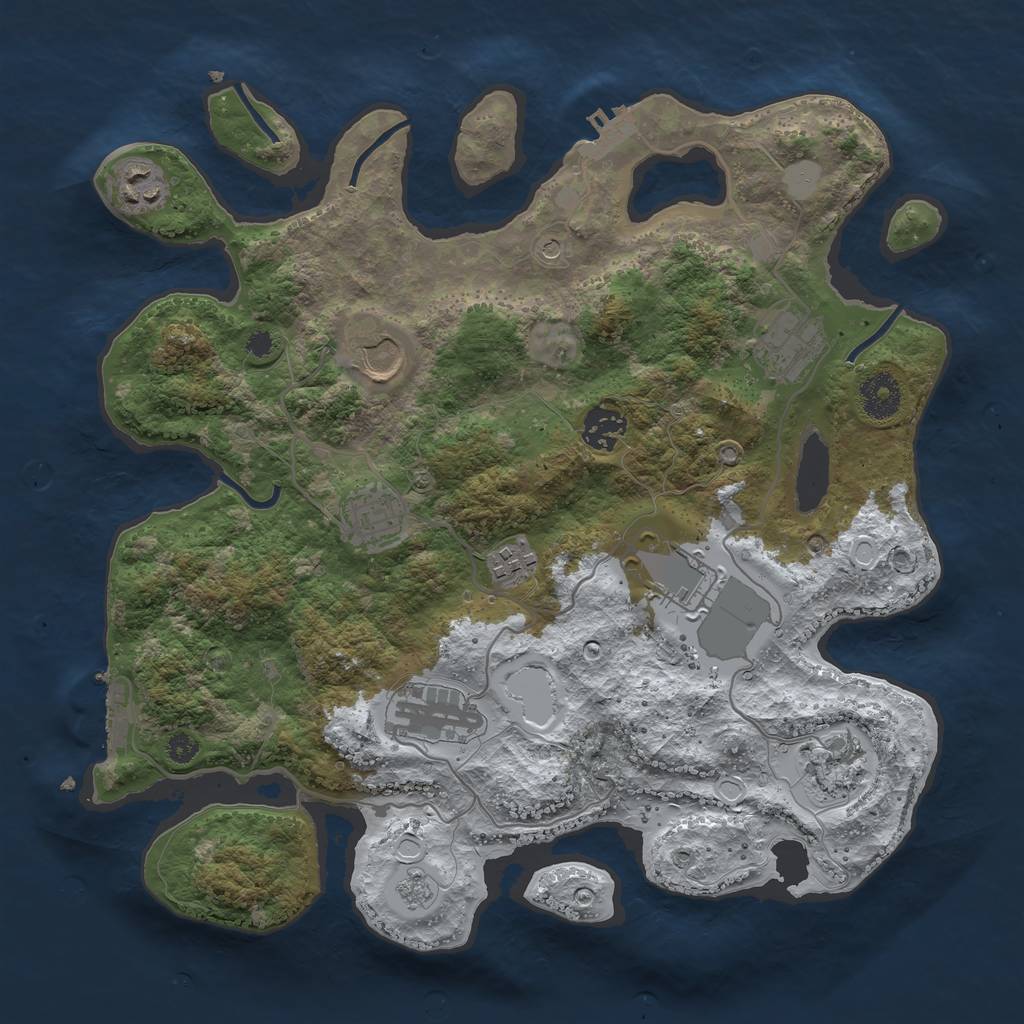 Rust Map: Procedural Map, Size: 3500, Seed: 7472396, 18 Monuments