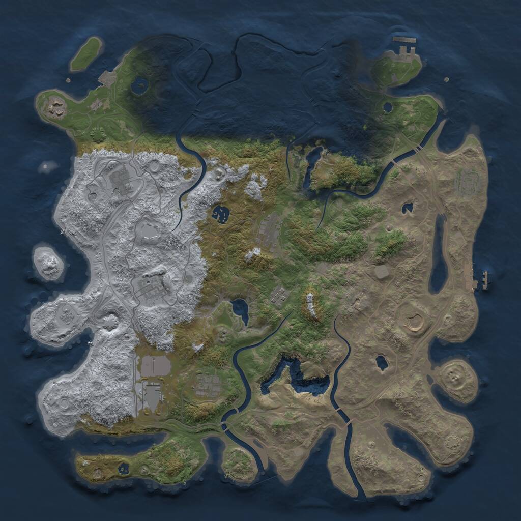 Rust Map: Procedural Map, Size: 4500, Seed: 2037, 16 Monuments