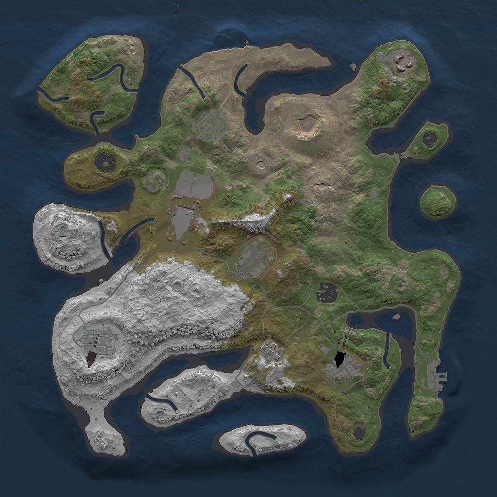 Rust Map: Procedural Map, Size: 3500, Seed: 1939140771, 14 Monuments