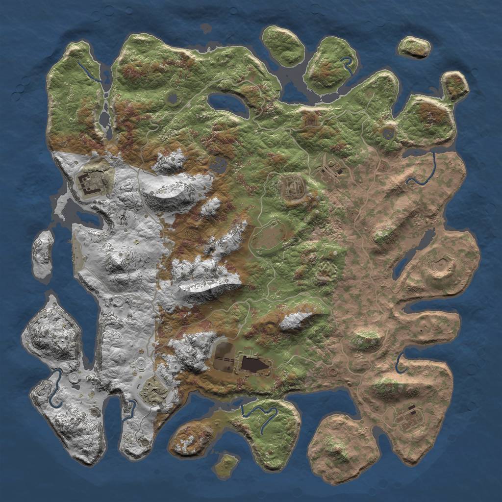 Rust Map: Procedural Map, Size: 4500, Seed: 5156, 14 Monuments