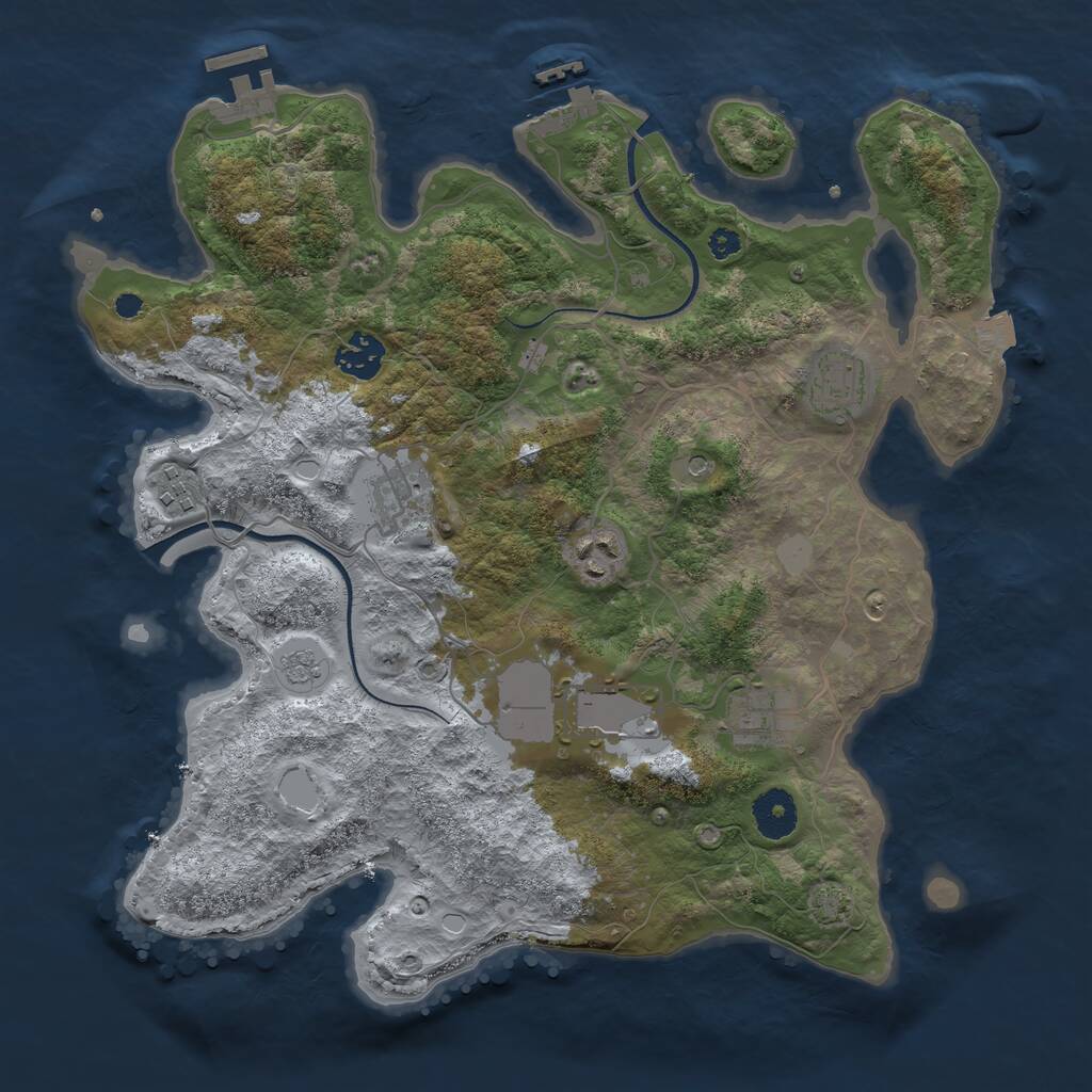 Rust Map: Procedural Map, Size: 3500, Seed: 204207766, 13 Monuments