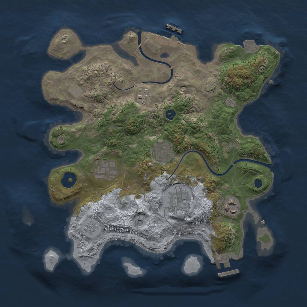 Rust Map: Procedural Map, Size: 3000, Seed: 121774611, 11 Monuments