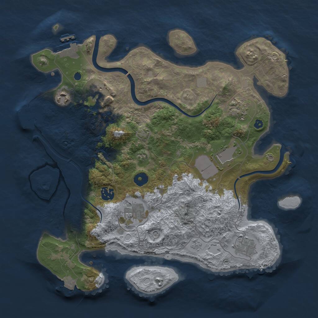 Rust Map: Procedural Map, Size: 3500, Seed: 98775564, 14 Monuments