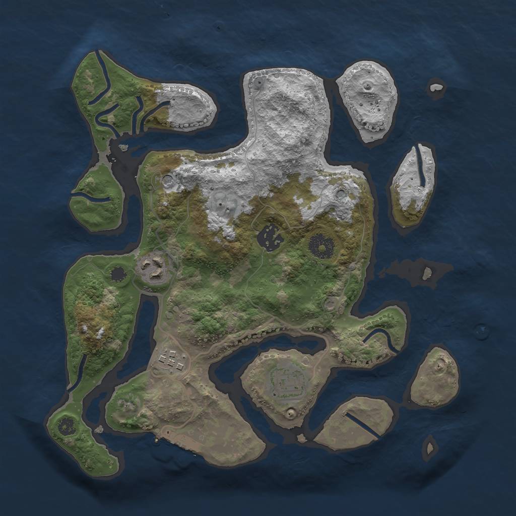 Rust Map: Procedural Map, Size: 3000, Seed: 1393238, 8 Monuments