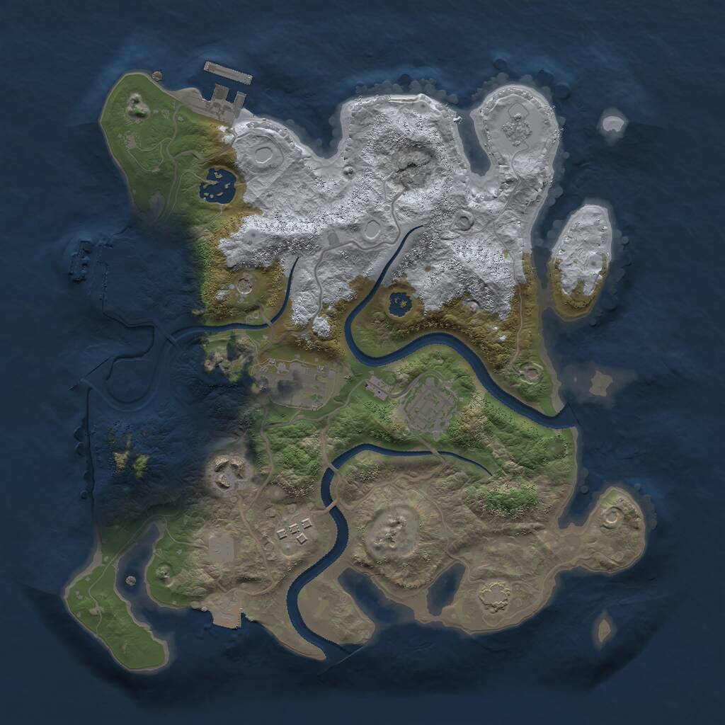 Rust Map: Procedural Map, Size: 3000, Seed: 1393238, 11 Monuments