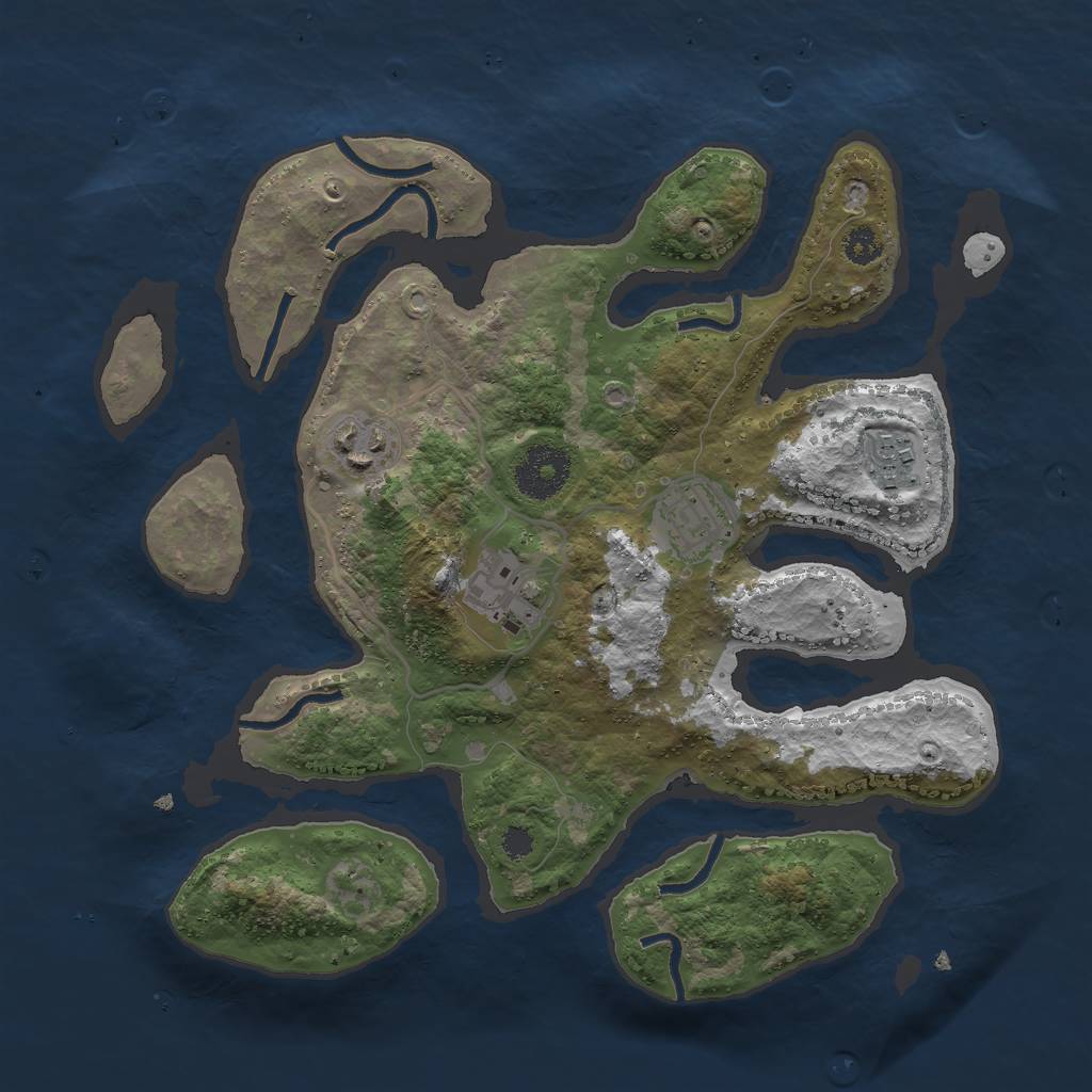 Rust Map: Procedural Map, Size: 3000, Seed: 2405006, 6 Monuments