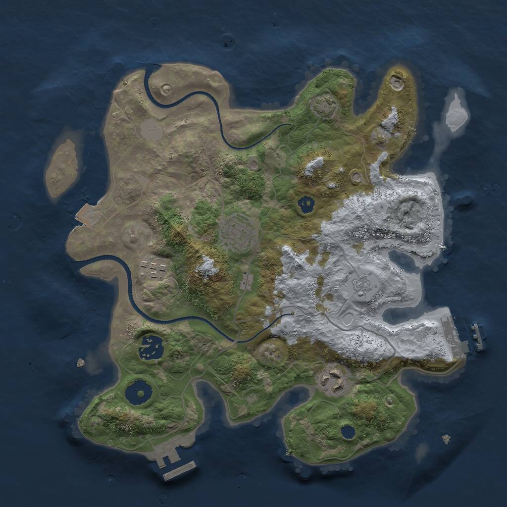 Rust Map: Procedural Map, Size: 3000, Seed: 2405006, 9 Monuments