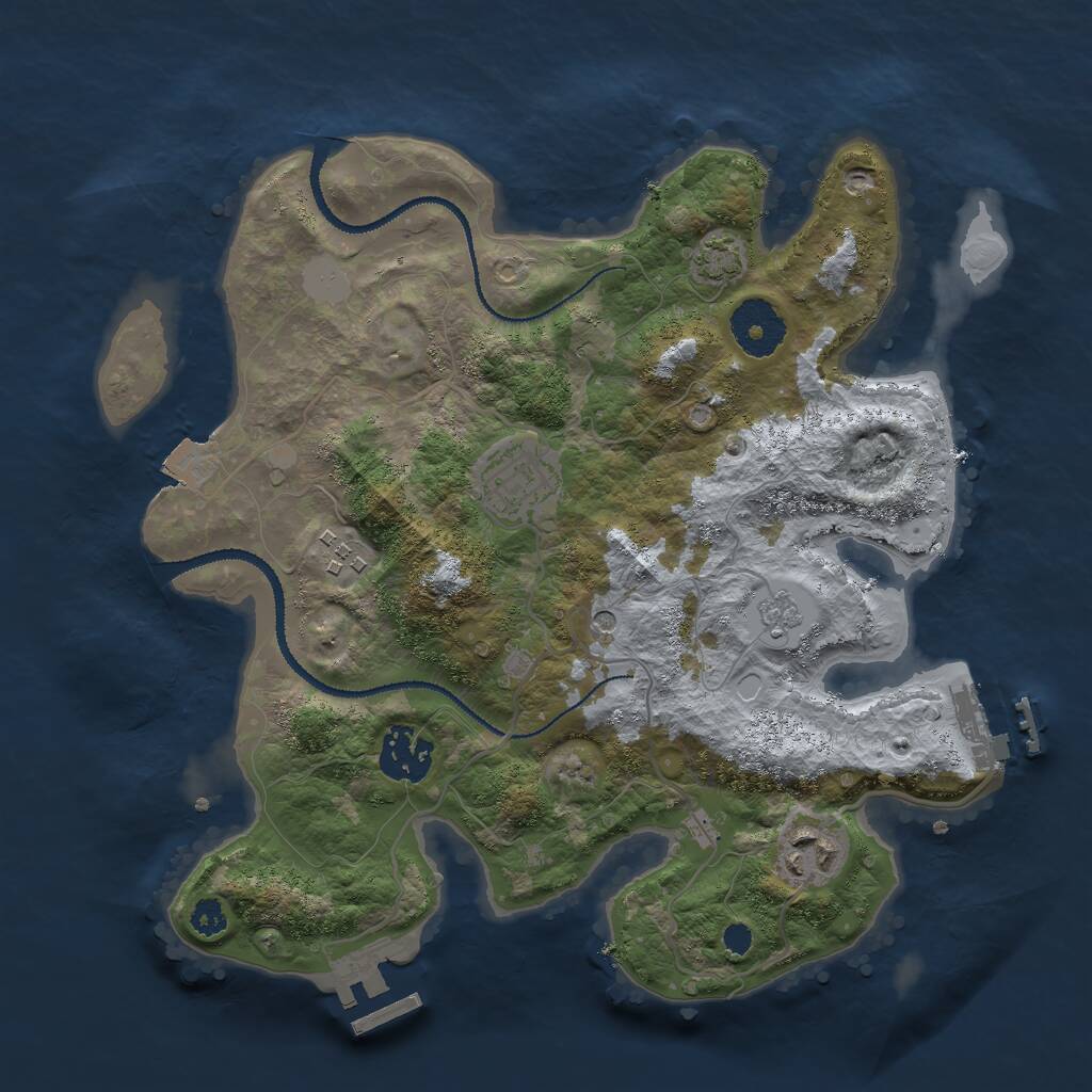 Rust Map: Procedural Map, Size: 3000, Seed: 2405006, 10 Monuments