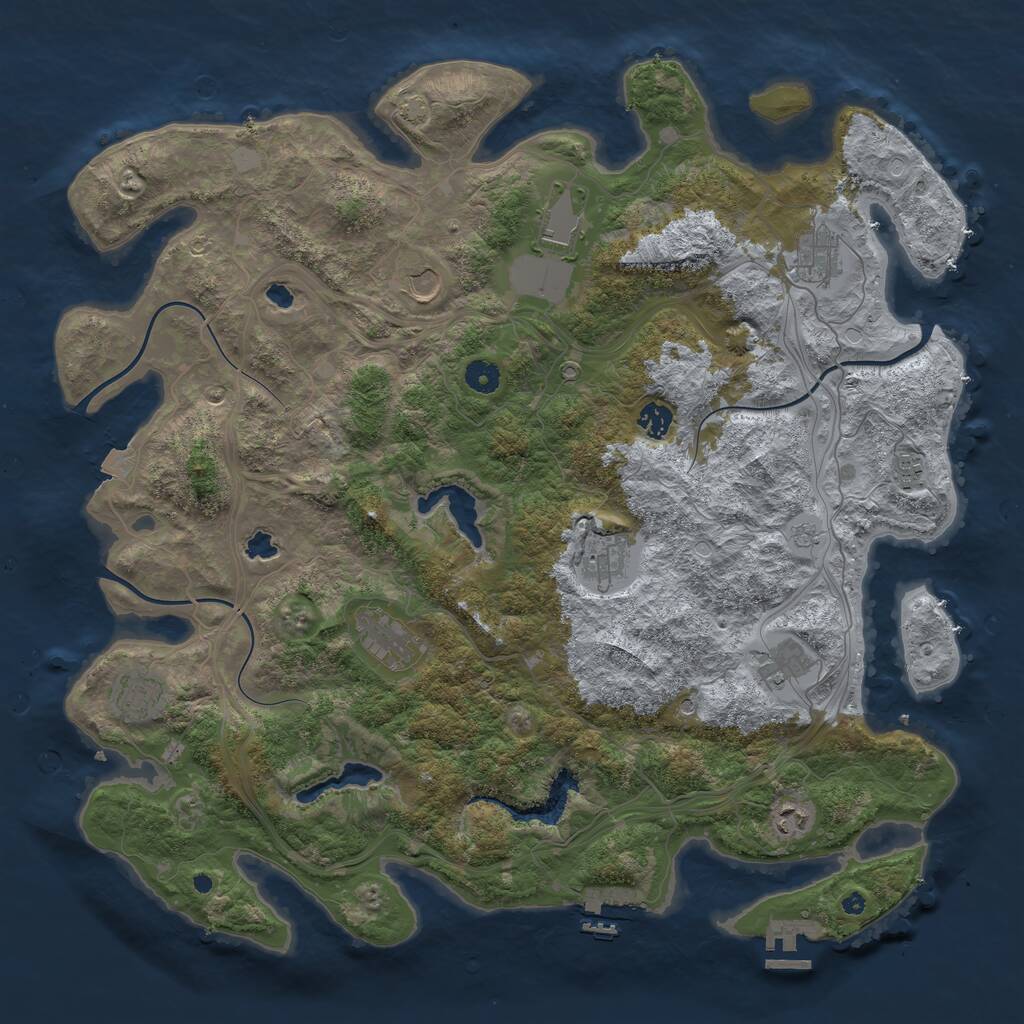 Rust Map: Procedural Map, Size: 4500, Seed: 65514541, 16 Monuments