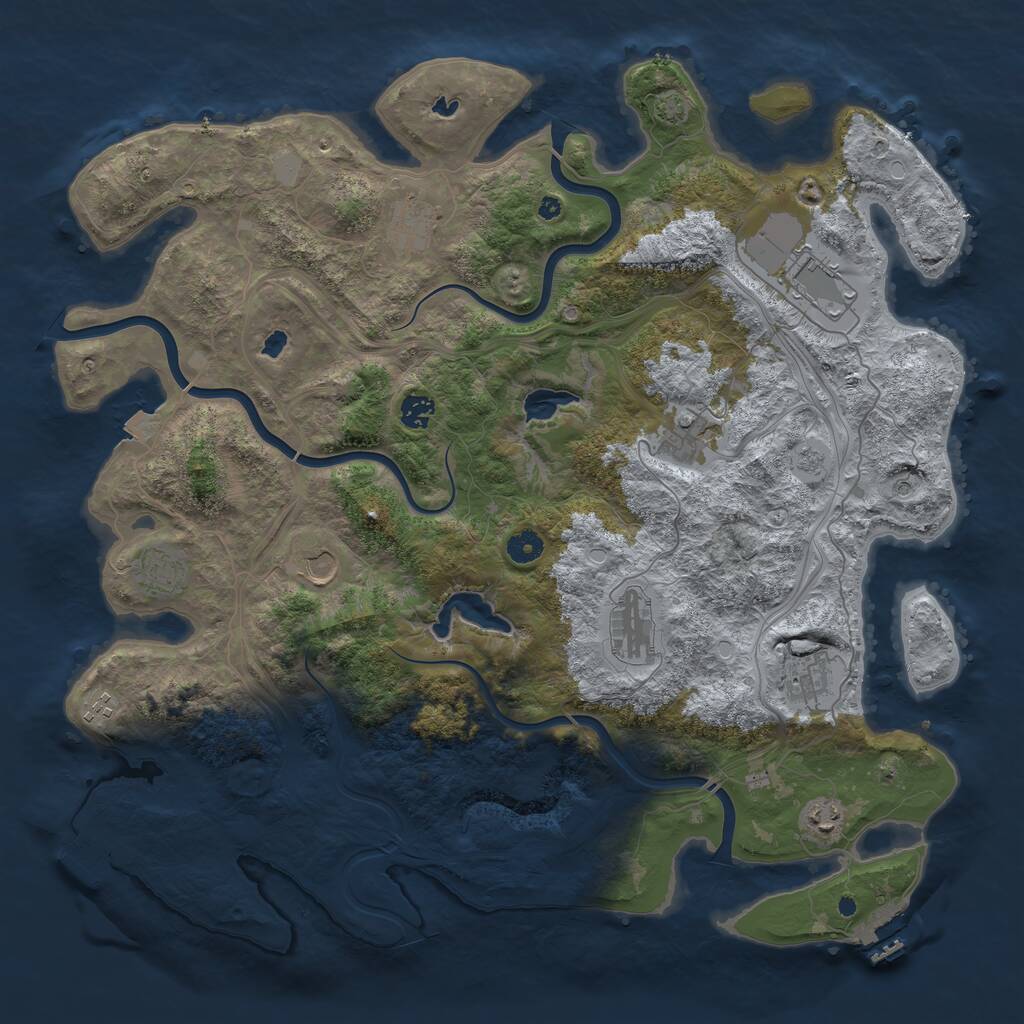 Rust Map: Procedural Map, Size: 4500, Seed: 65514541, 16 Monuments
