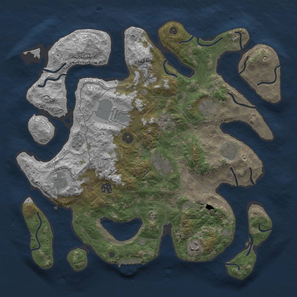 Rust Map: Procedural Map, Size: 4000, Seed: 231572, 13 Monuments