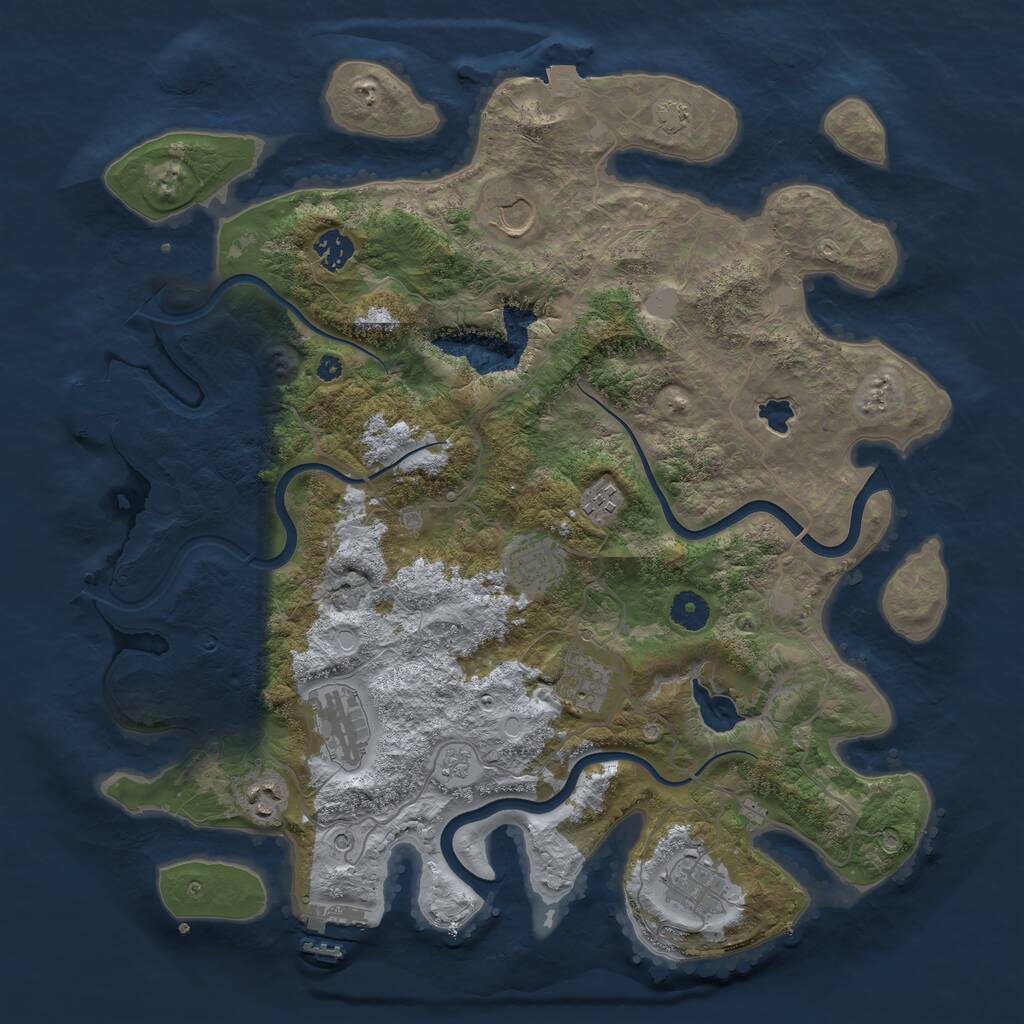 Rust Map: Procedural Map, Size: 4000, Seed: 605072, 14 Monuments