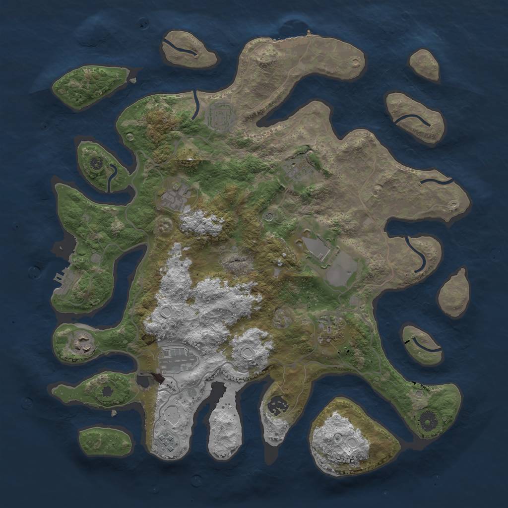 Rust Map: Procedural Map, Size: 4000, Seed: 605072, 20 Monuments