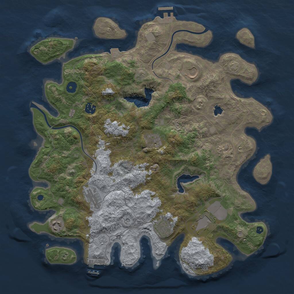 Rust Map: Procedural Map, Size: 4000, Seed: 605072, 14 Monuments