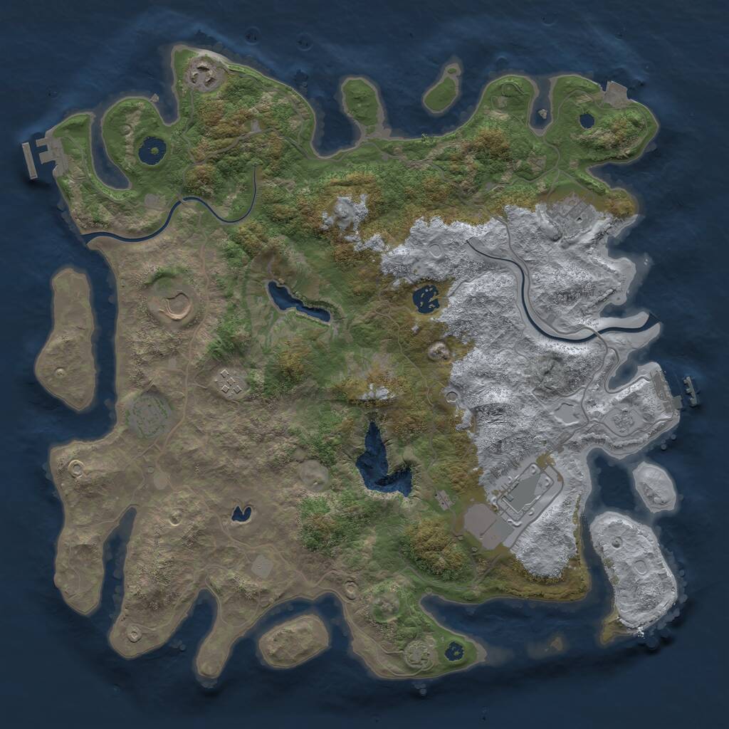 Rust Map: Procedural Map, Size: 4000, Seed: 1677146934, 13 Monuments