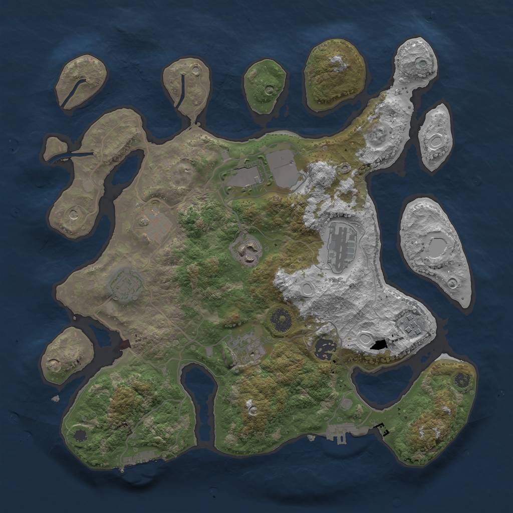 Rust Map: Procedural Map, Size: 3500, Seed: 279067, 16 Monuments