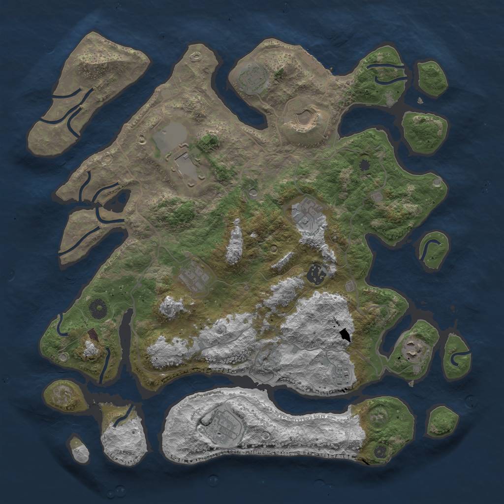 Rust Map: Procedural Map, Size: 4000, Seed: 17552224, 13 Monuments