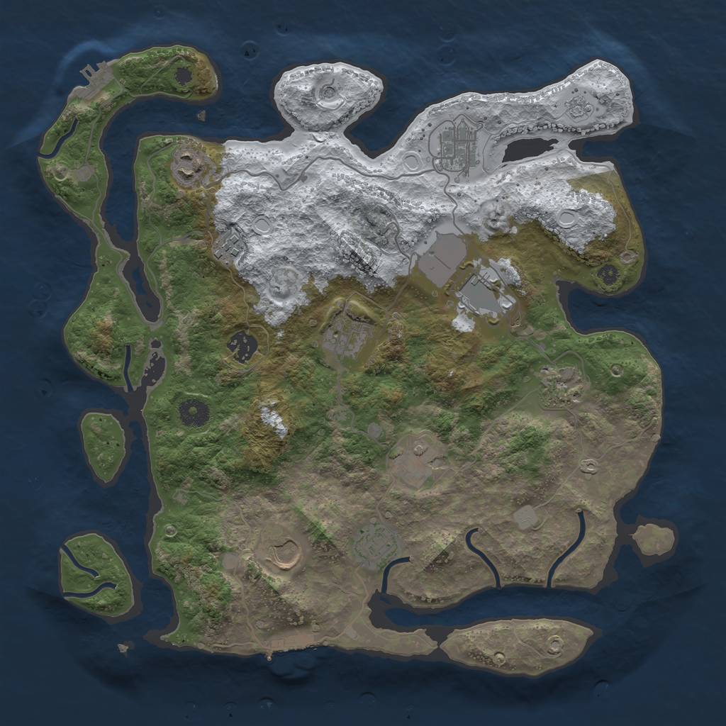 Rust Map: Procedural Map, Size: 3700, Seed: 737373, 19 Monuments