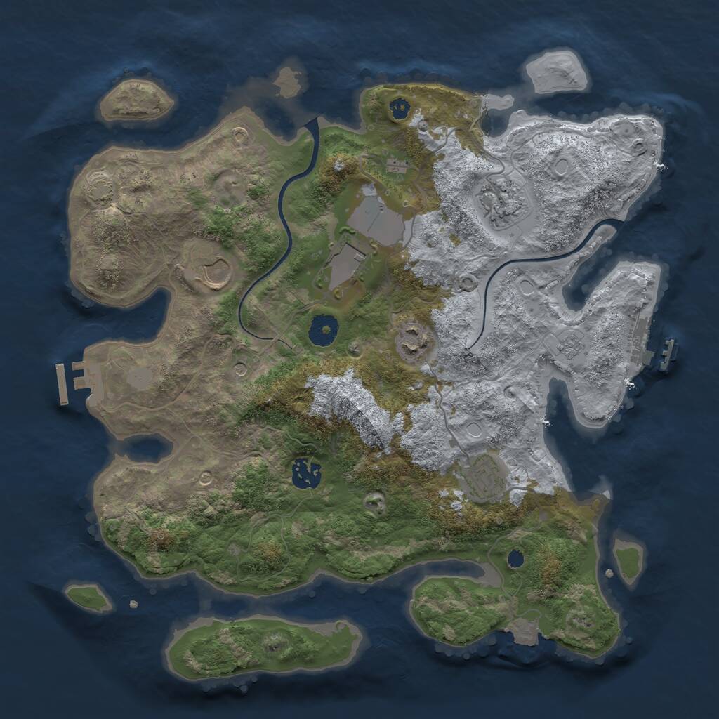 Rust Map: Procedural Map, Size: 3500, Seed: 419949447, 12 Monuments