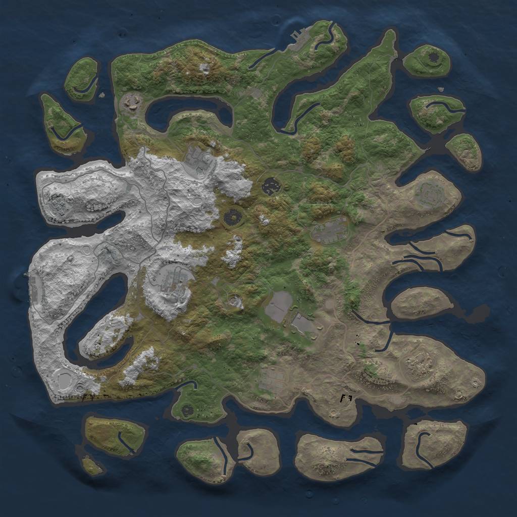 Rust Map: Procedural Map, Size: 4500, Seed: 1849444036, 21 Monuments