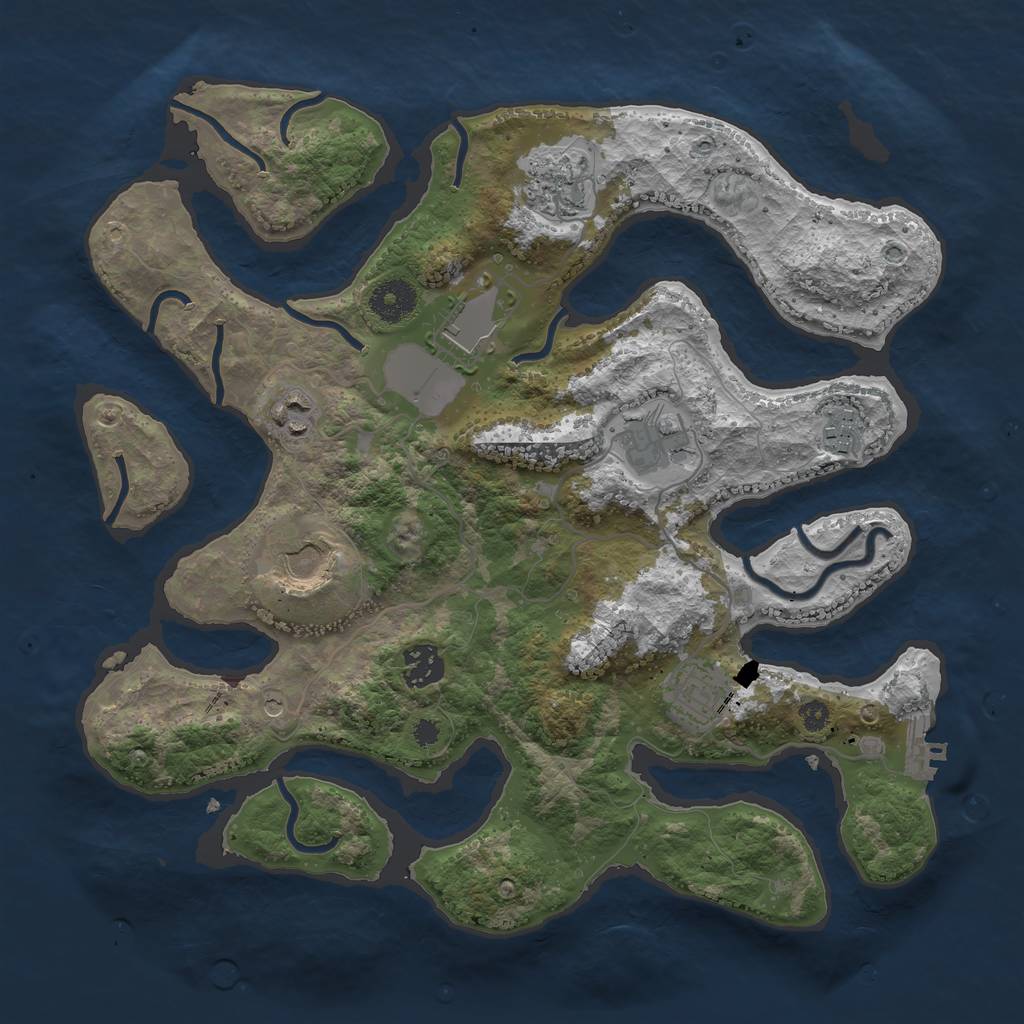 Rust Map: Procedural Map, Size: 3500, Seed: 1606017838, 12 Monuments