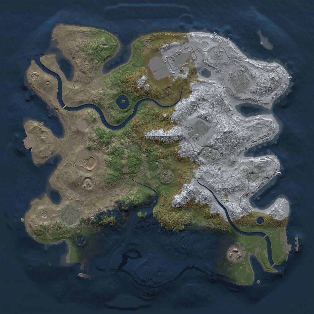Rust Map: Procedural Map, Size: 3500, Seed: 1606017838, 13 Monuments