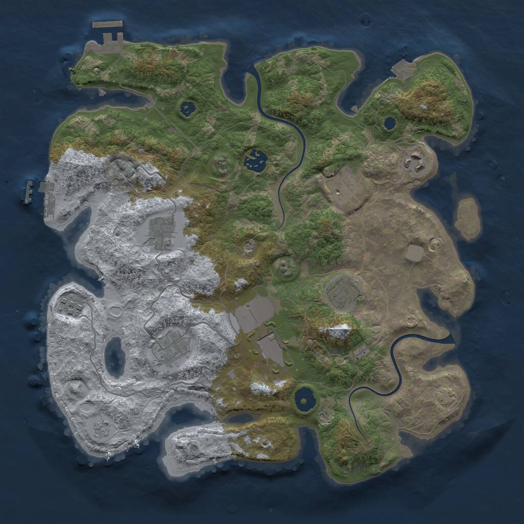 Rust Map: Procedural Map, Size: 3500, Seed: 3671, 14 Monuments