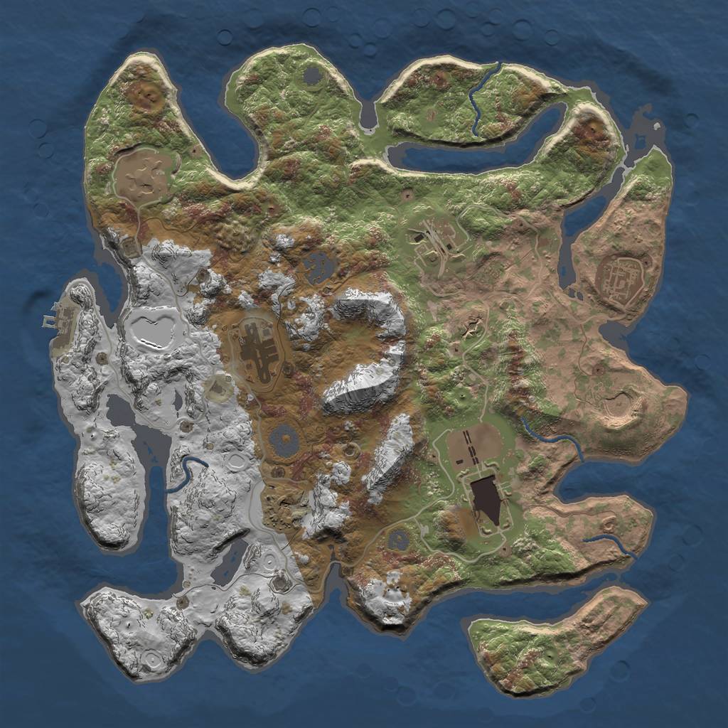 Rust Map: Procedural Map, Size: 3500, Seed: 3671, 13 Monuments