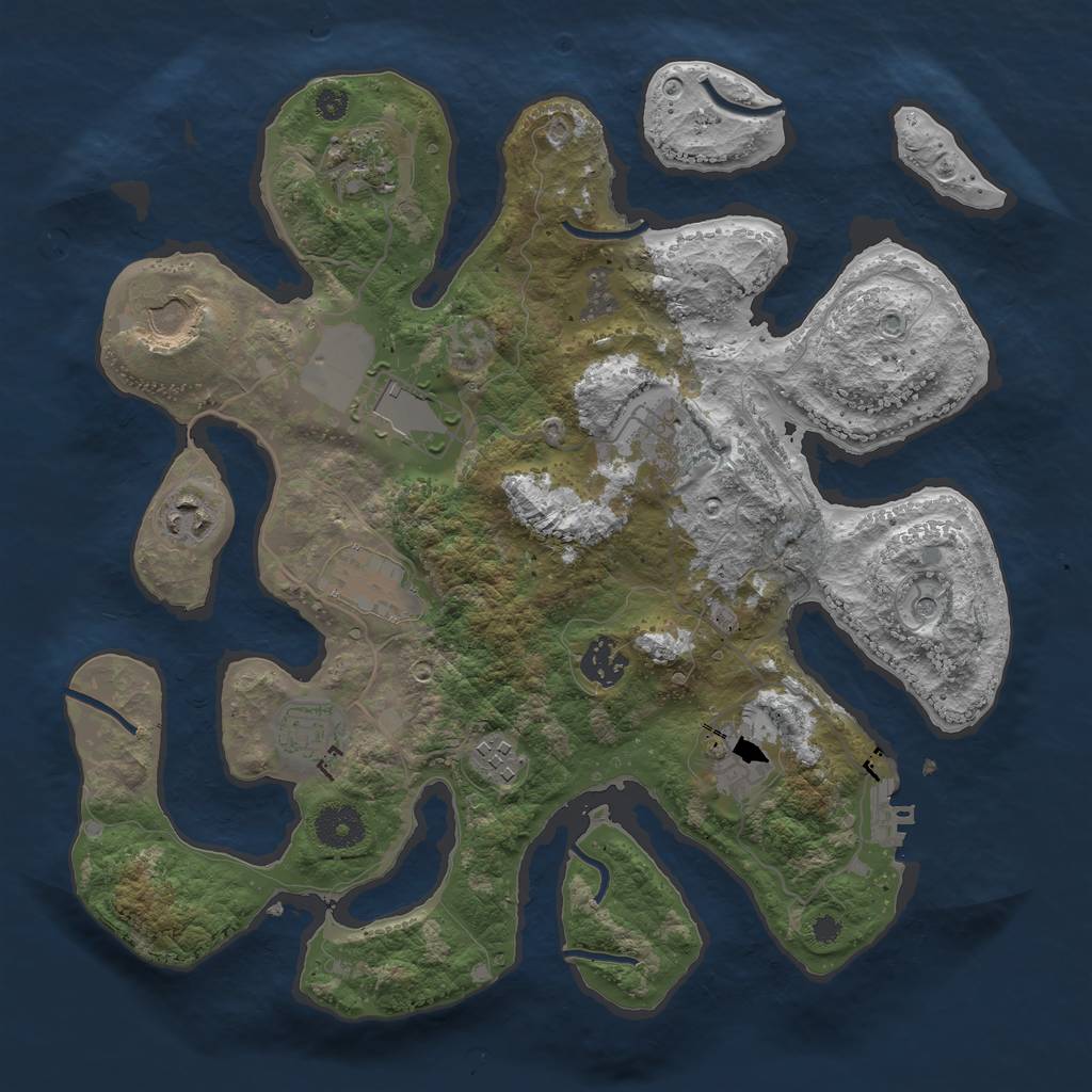 Rust Map: Procedural Map, Size: 3500, Seed: 1435156877, 14 Monuments