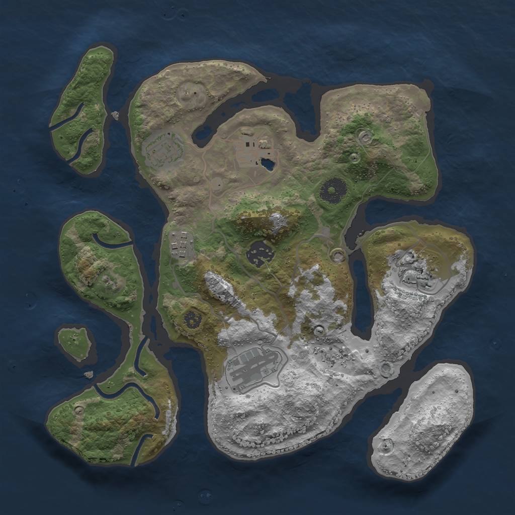Rust Map: Procedural Map, Size: 3000, Seed: 92157809, 8 Monuments
