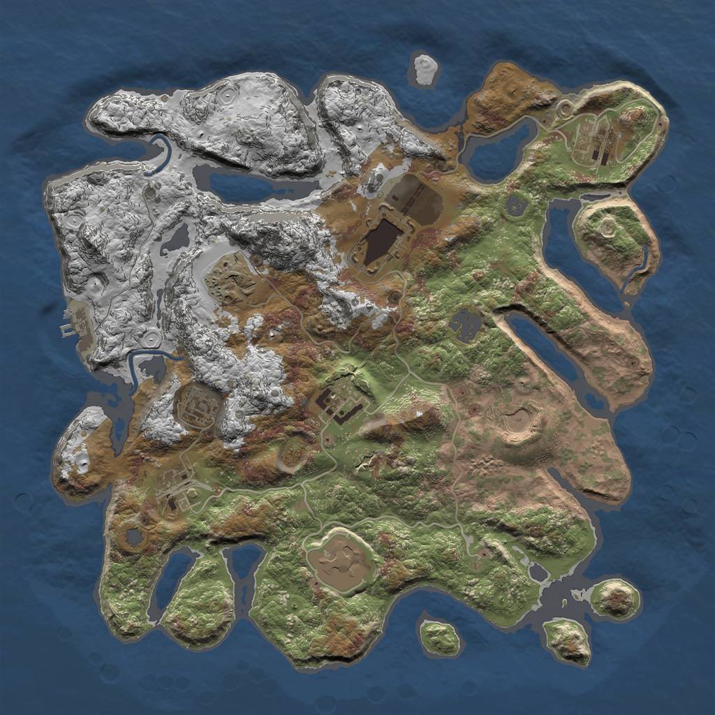 Rust Map: Procedural Map, Size: 3500, Seed: 644802465, 14 Monuments