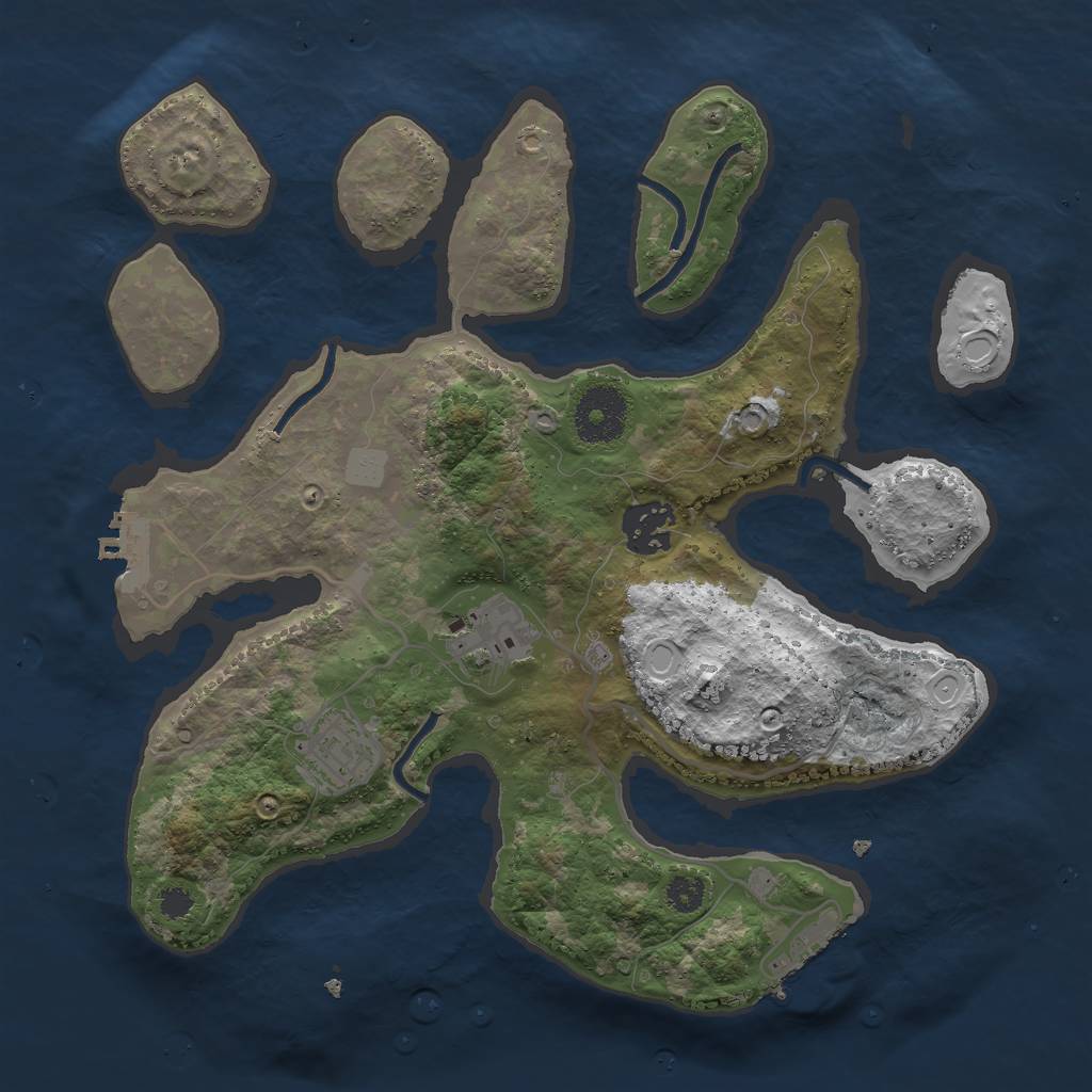 Rust Map: Procedural Map, Size: 3000, Seed: 58938576, 10 Monuments