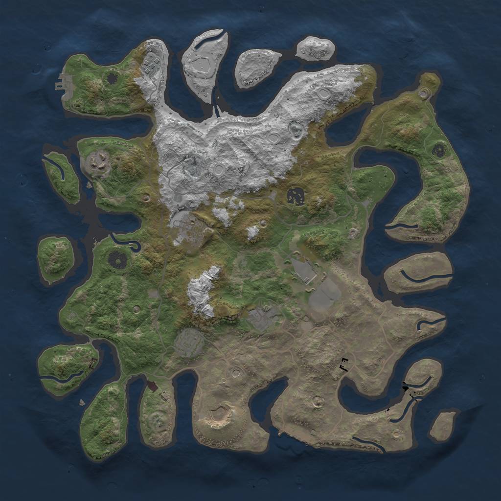 Rust Map: Procedural Map, Size: 4000, Seed: 2141473080, 16 Monuments